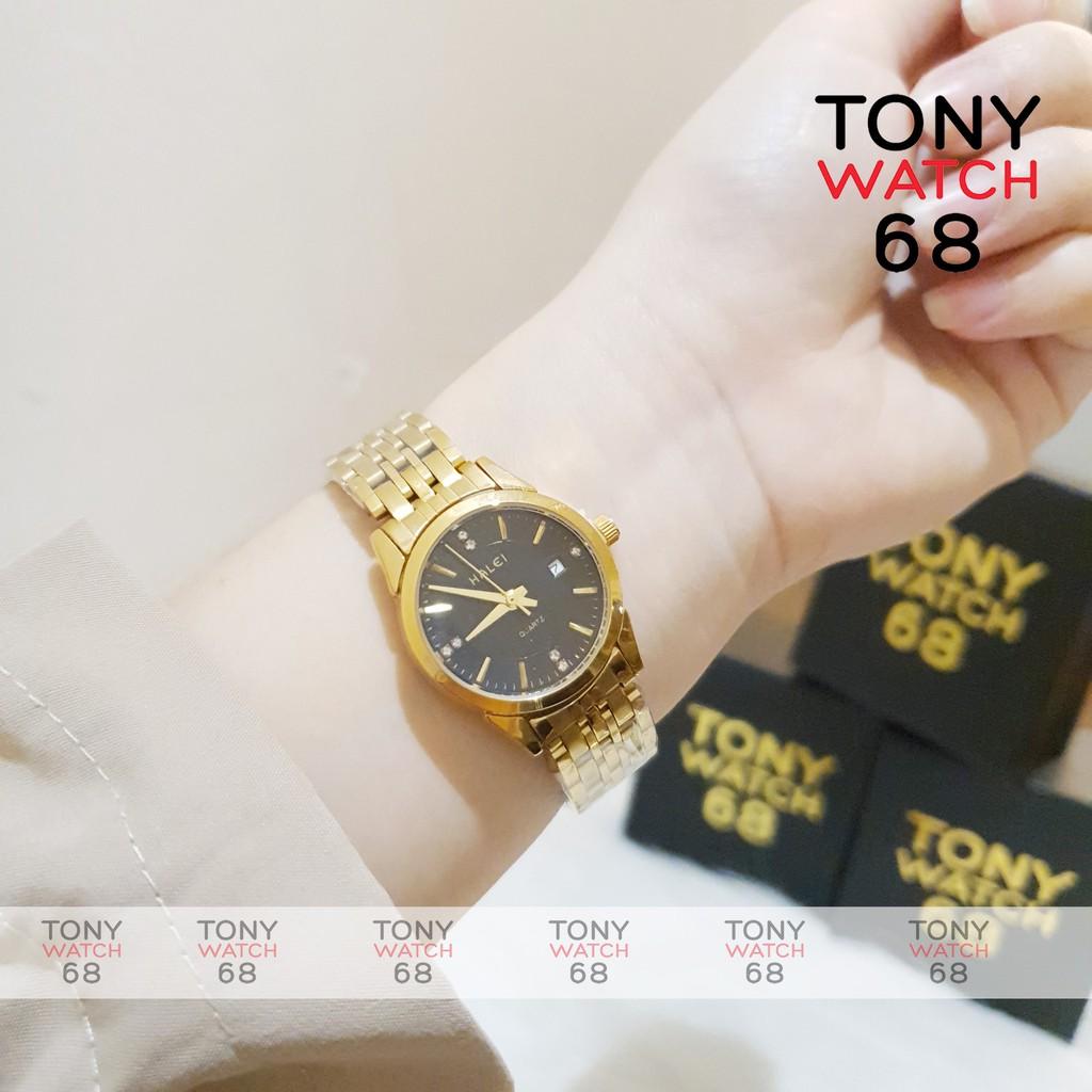 Đồng hồ đôi nam nữ Halei 564 dây thép đúc đặc 6 hàng chống nước chống xước Tony Watch 68