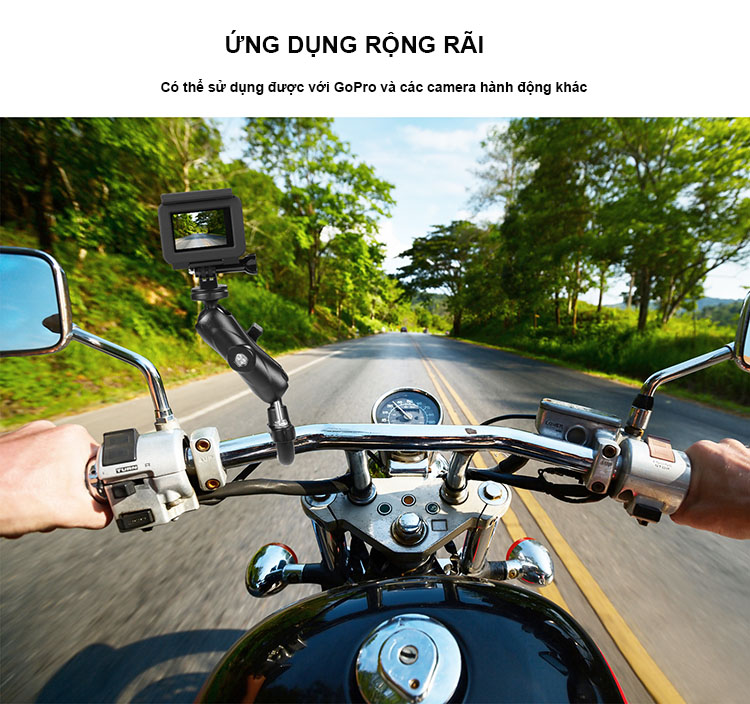 Bộ giá đỡ Gopro gắn tay lái xe máy, xe điện, xe đạp, xe đẩy Puluz PU701B, hàng chính hãng