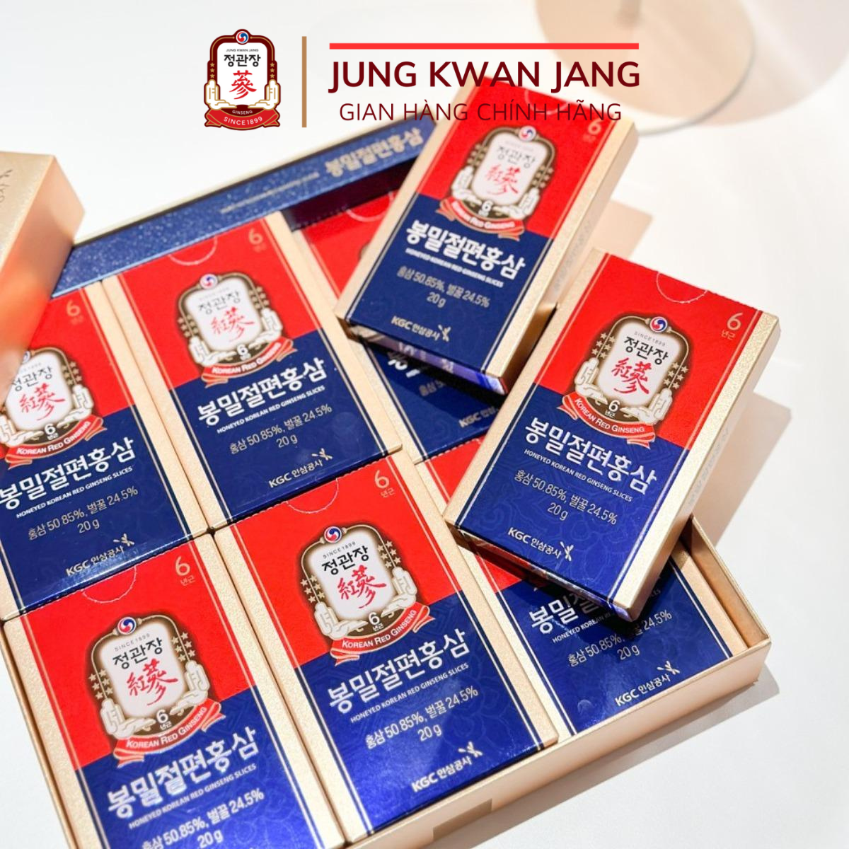 Hồng Sâm Lát Tẩm Mật Ong Hàn Quốc KGC Jung Kwan Jang (20g x 6 gói)
