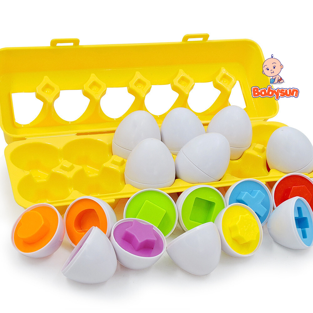 Trò chơi trứng matching egg, sét trứng ghép đôi matching đầu đời cho bé loại cao cấp có khay đựng 12 quả to