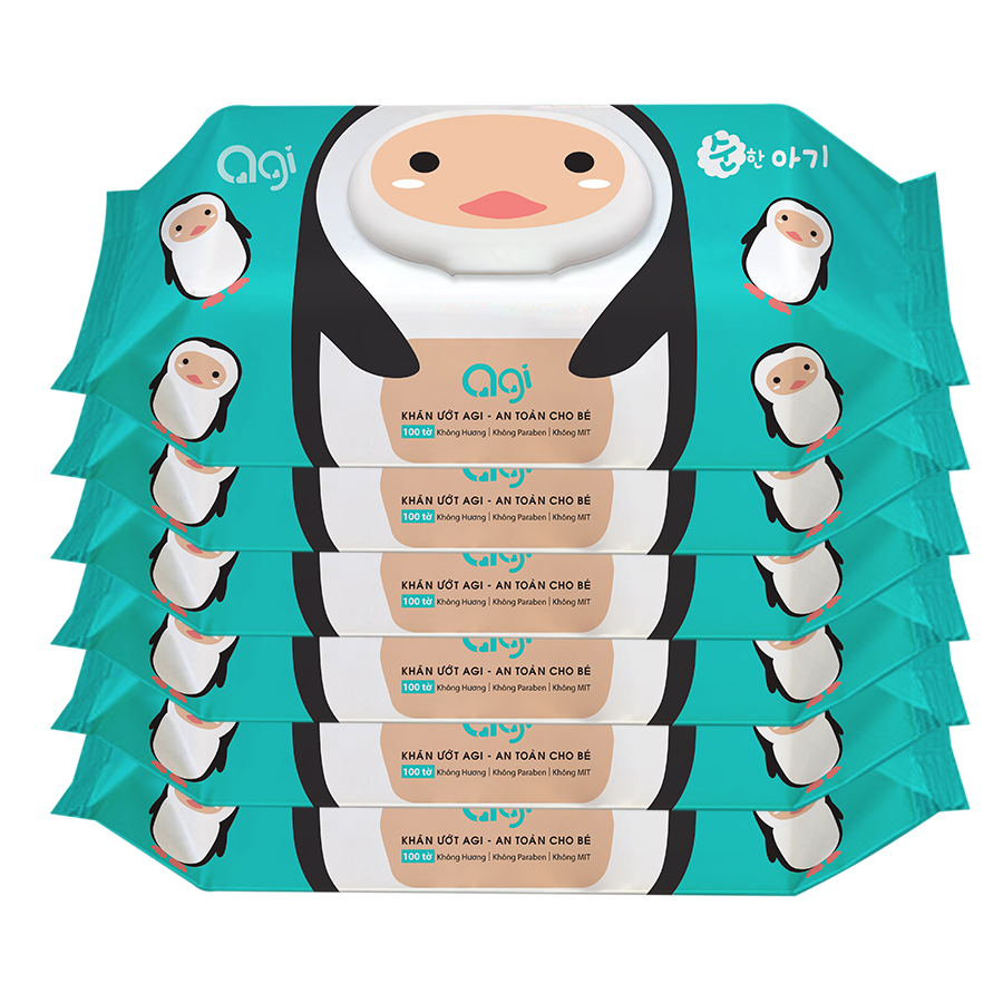 Bộ 6 Gói Khăn Ướt Không Hương Agi - Giao Mẫu Ngẫu Nhiên