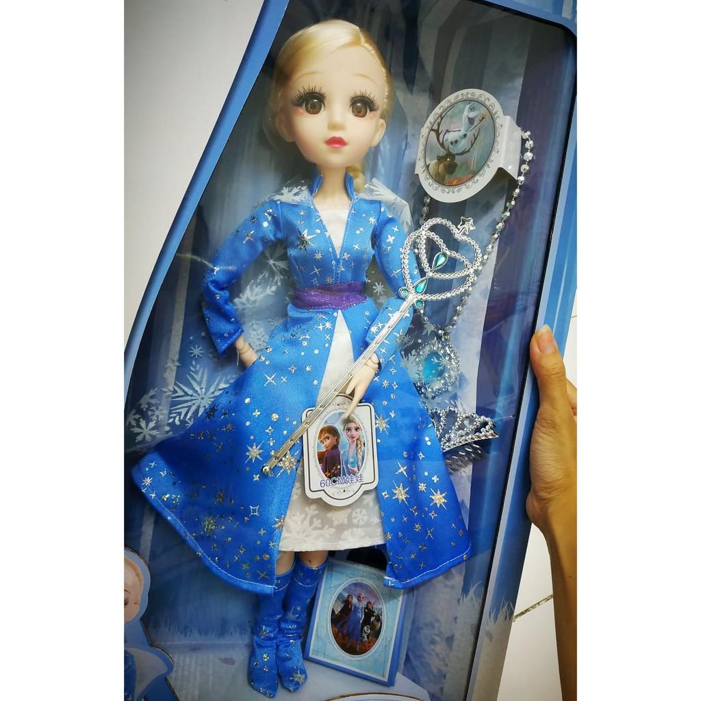 Búp bê nữ hoàng băng giá Frozen Elsa mắt ngọc size đại 50cm kèm vương miện, dây chuyền và quyền trượng