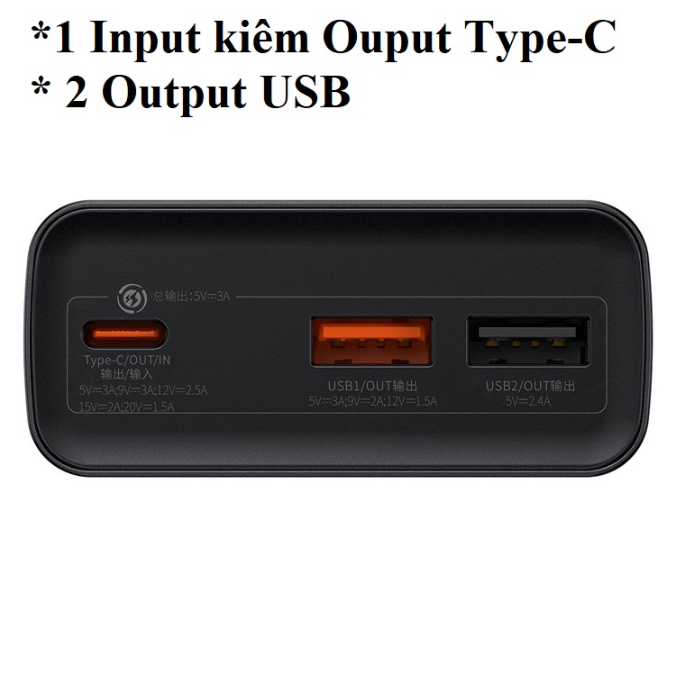 PIn dự phòng 30W dung lượng 20.000mAh Baseus ADAMAN Metal Digital Display PPADM30 _ Hàng chính hãng
