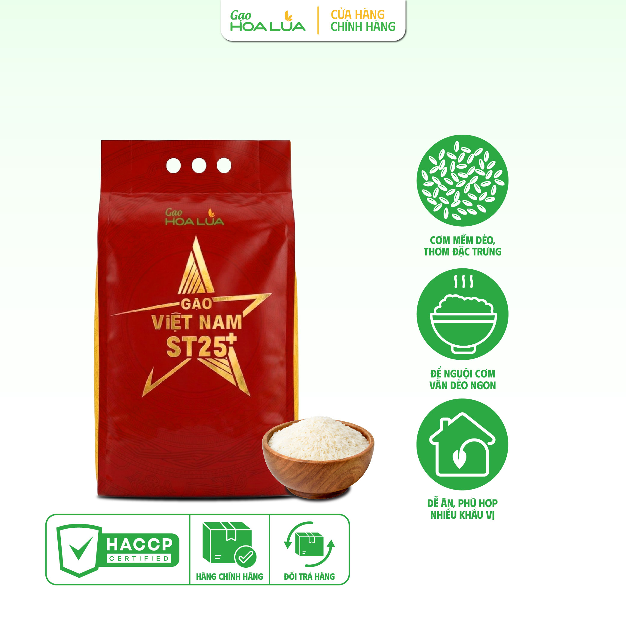 [Mua 2 Tặng 1] Combo 2 túi gạo Việt Nam ST25+ | Tặng 1 túi Tấm ST25 2kg (Tổng 12kg) [Sản phẩm mới 2026]