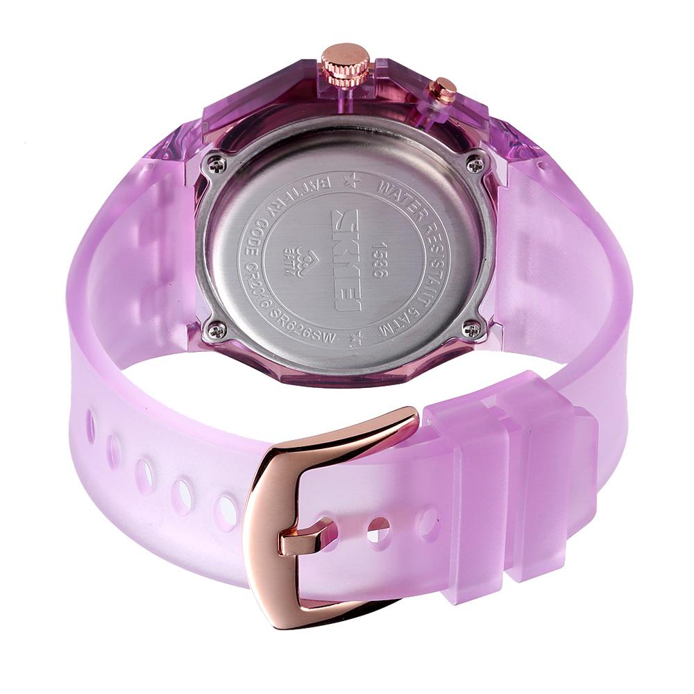 Đồng hồ SKMEI 1536 Nữ Quartz Mặt số LED đầy màu sắc Đèn nền LED Vỏ trong suốt