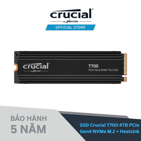 SSD Crucial T705 with heatsink M.2 PCIe NVMe 4TB Gen5 - CT4000T705SSD5- HÀNG CHÍNH HÃNG