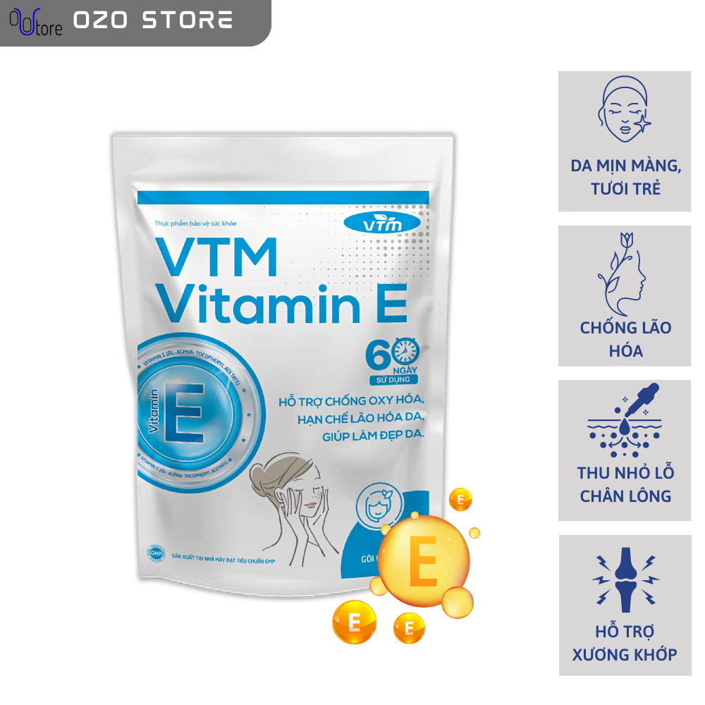 Viên uống bổ sung vitamin E VTM tăng cường sức khỏe, hỗ trợ chống oxy hóa, lão hóa da