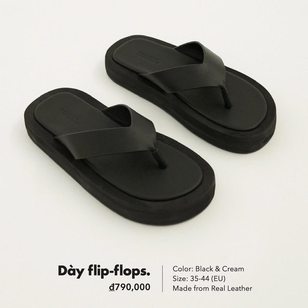 Dép Xỏ Ngón Đế Dày Unisex Waa. - DÀY FLIP-FLOPS - Đen