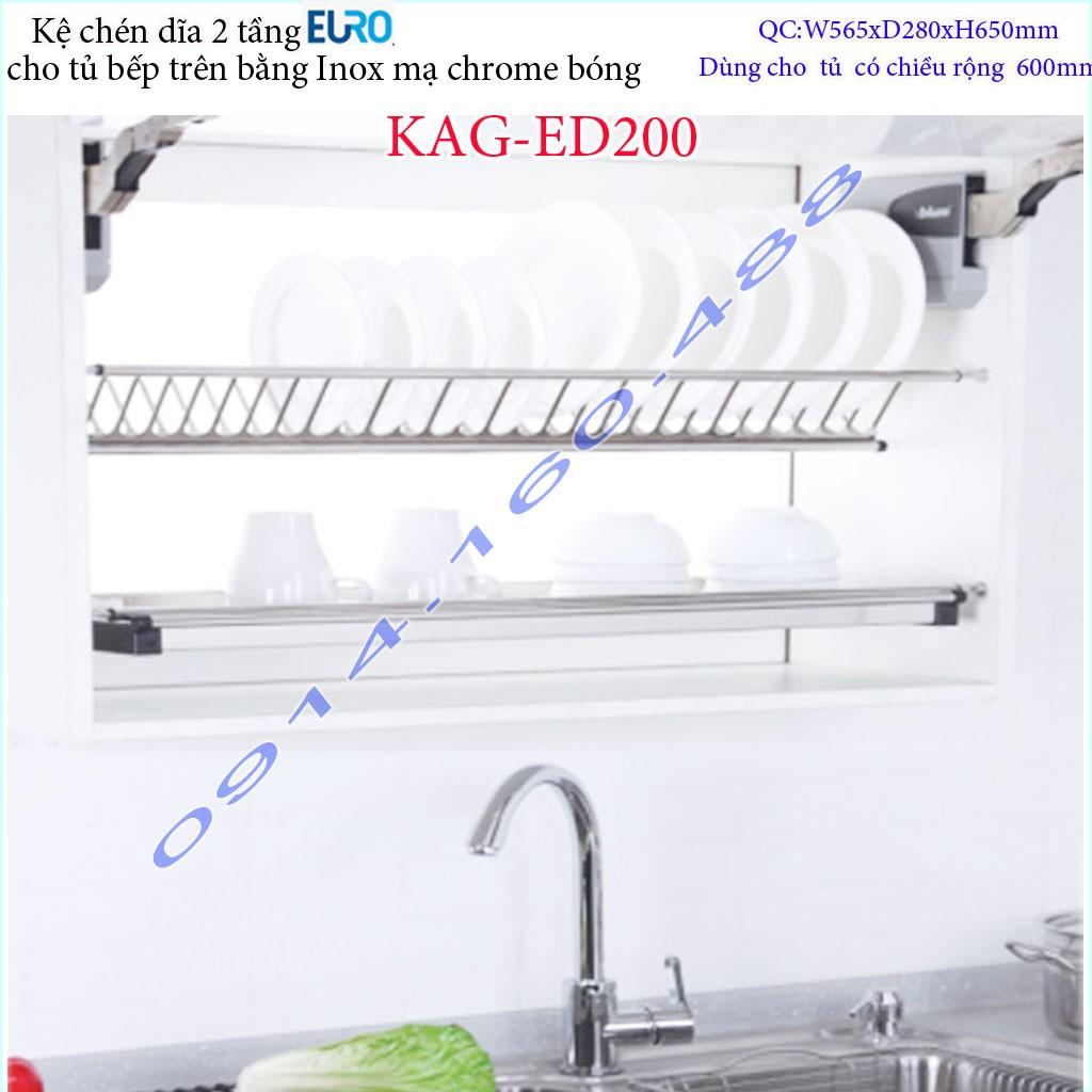 Kệ chén dĩa âm tủ KAG-ED200 - 56.5cm, Kệ chén bát chữ V 2 tầng Euro 56.5cm có khay hứng nước thiết kế đẹp tiện dụng