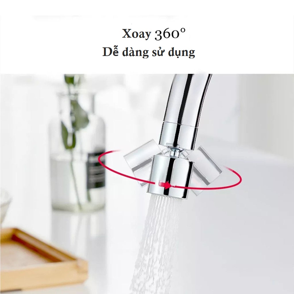 Đầu vòi nước tăng áp, xoay 360 độ, hai chế độ nước N023 (kèm bộ ren chuyển đổi 6 món)