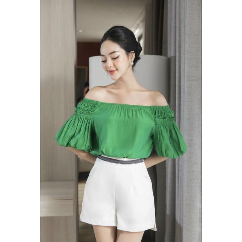 Áo sơmi trễ vai công sở_sơmi trễ vai mặc được 2 kiểu