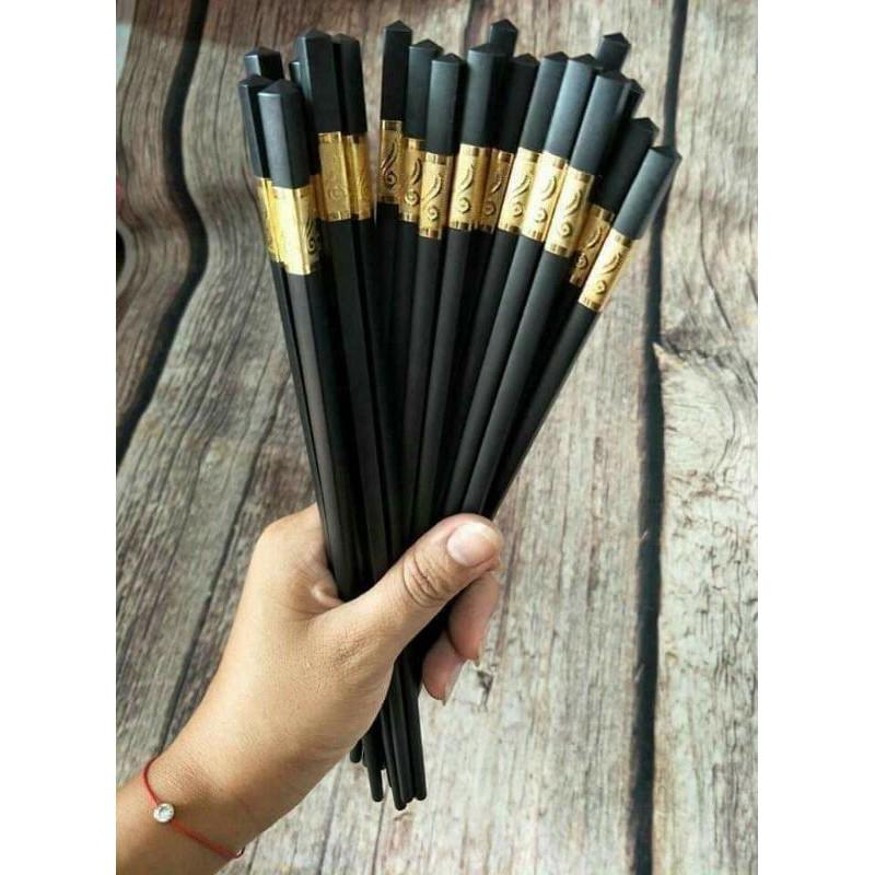 Đũa Ăn Hợp Kim Khảm Vàng Phong Các Hàn Quốc