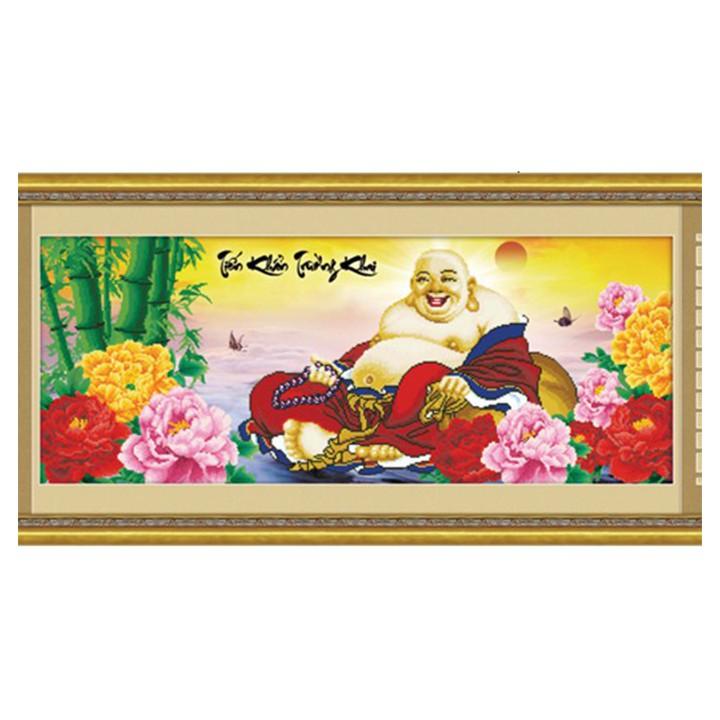 Tranh thêu Phật Di Lặc tiếu khẩu thường khai 223018 - kích thước: 93 * 42cm.