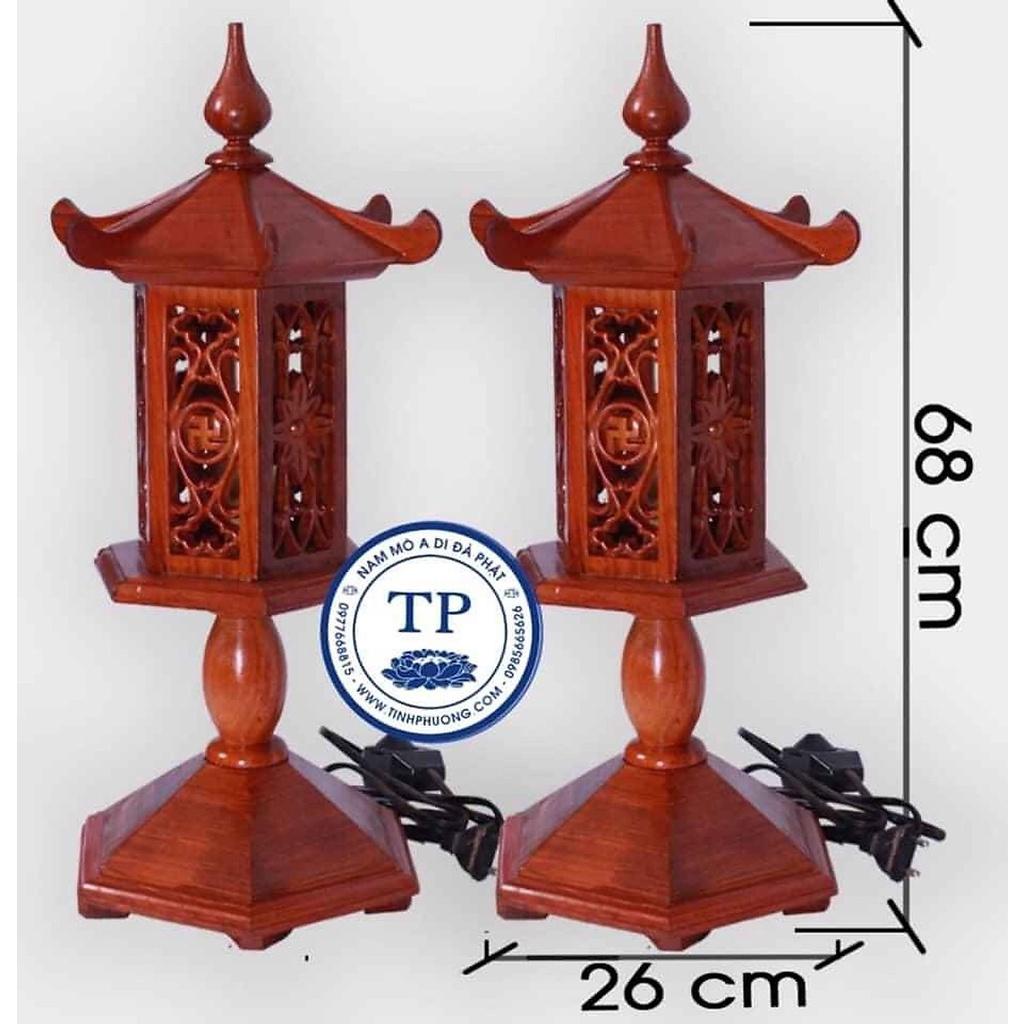 Cặp đèn Thờ gỗ hương Phun sơn PU bóng KH12832