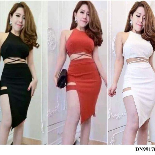 đầm body hở lưng đan dây sexy