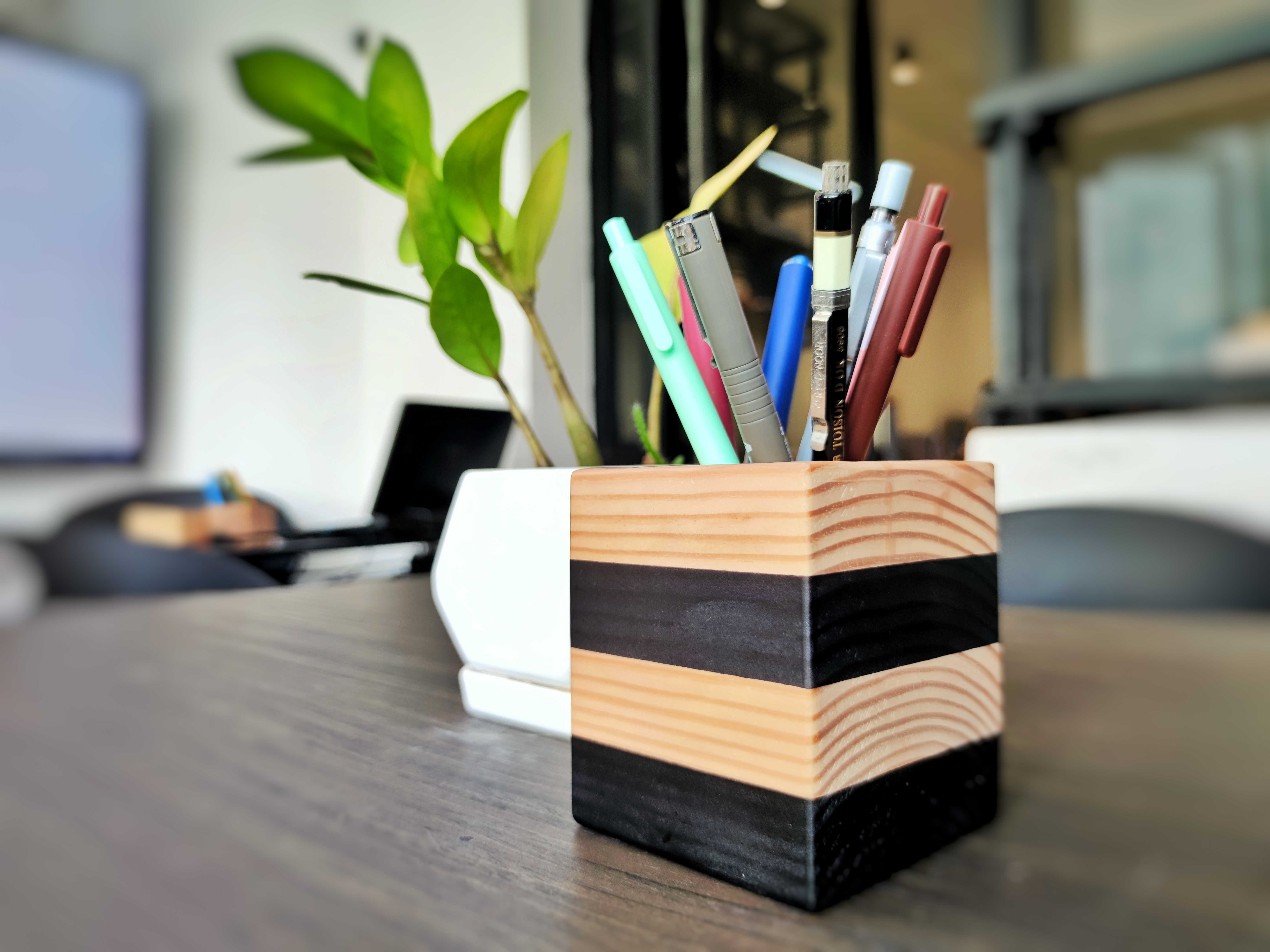 Hộp khay ống đựng cắm bút bằng gỗ THÔNG  MỸ để bàn Arch &amp; Home cao cấp dành cho bàn học, văn phòng, quà tặng độc đáo (PH008)