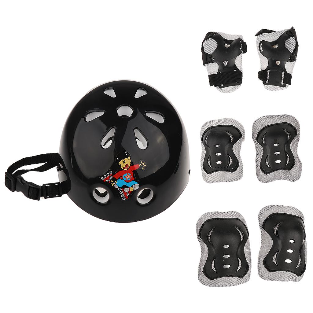 7 Pieces Kids Roller Skating Cycling Helmet Knee Elbow Pad Wrist Guard Sets Pink