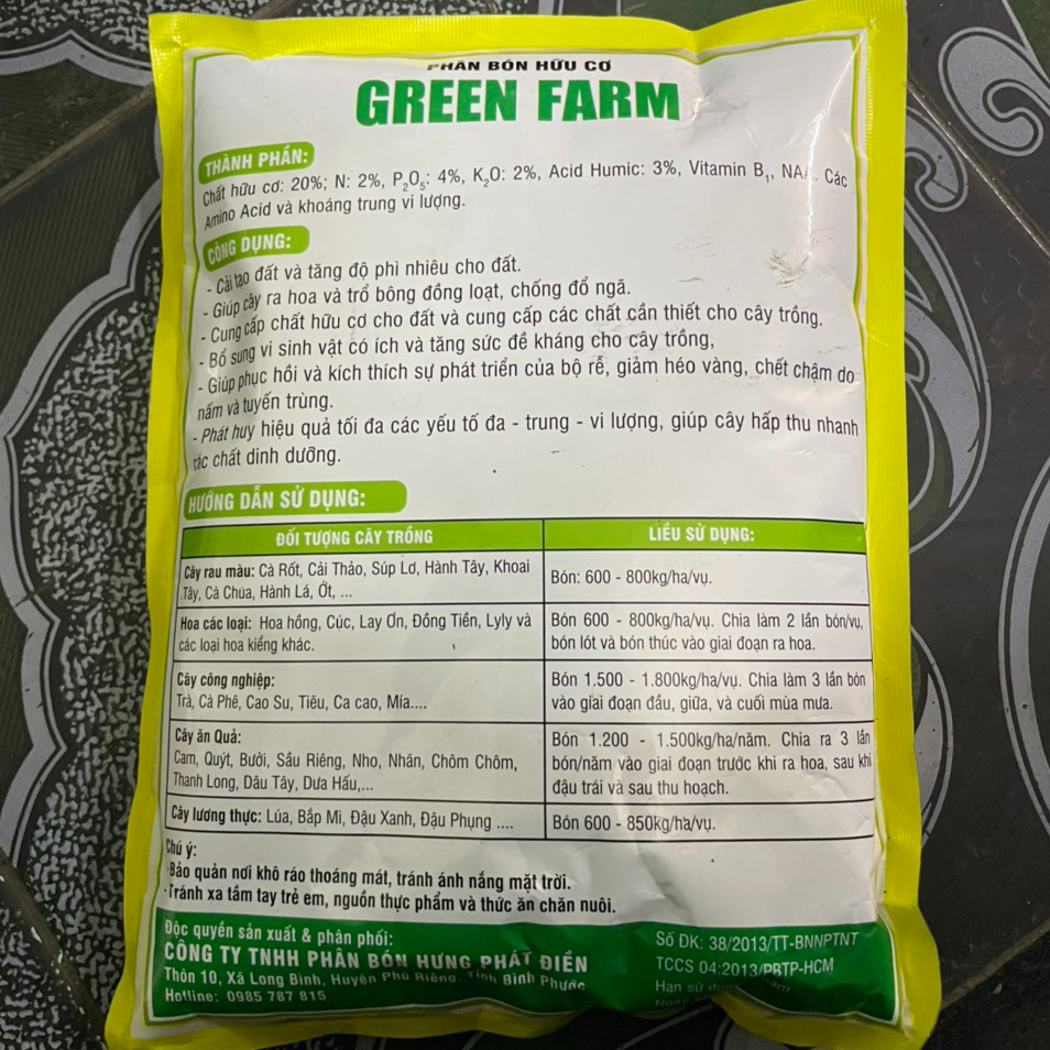 PHÂN BÓN HỮU CƠ CHO HOA HỒNG- CÂY CẢNH GREEN FARM 1KG