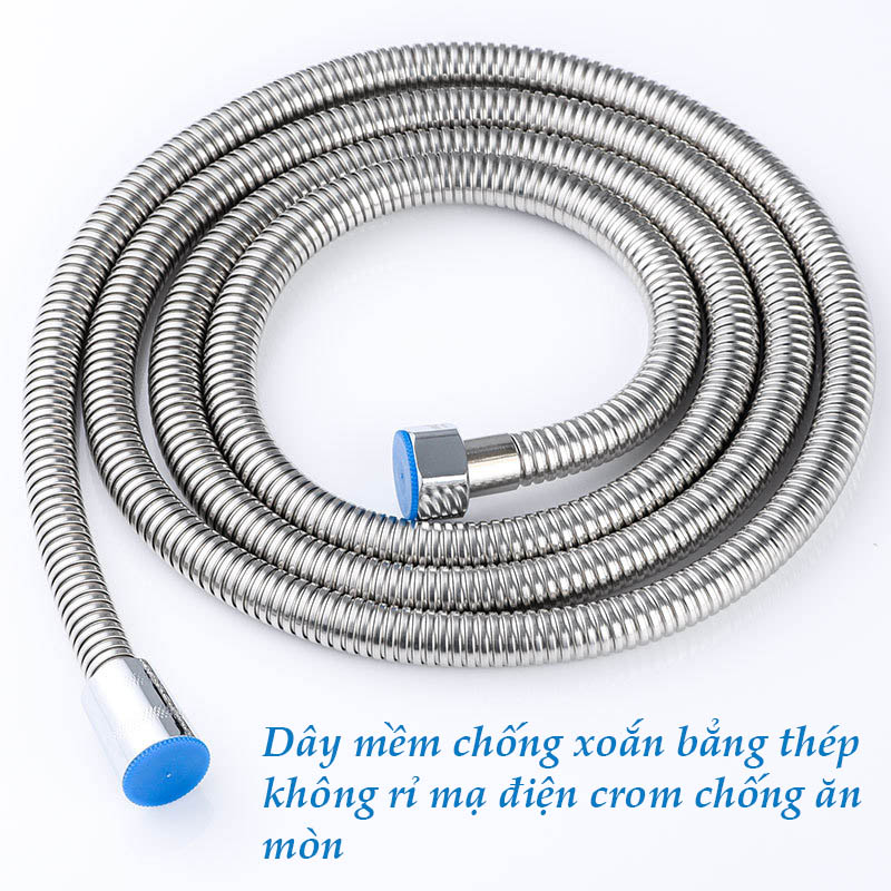 Bộ vòi sen tắm cao cấp VHS12 có 5 chế độ xả nước kèm dây mềm chống xoắn dài 1.5m và giá đỡ - Tặng 1 ống cao su non để lắp đặt vòi