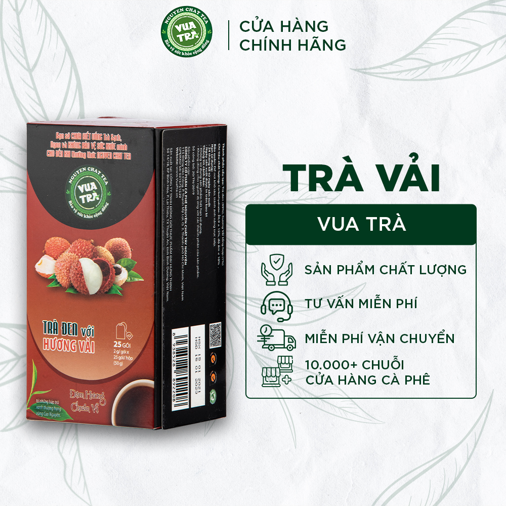 Trà đen hương vải thanh khiết NGUYÊN CHẤT TEA truyền thống, đậm vị vùng Cao Nguyên - 50g