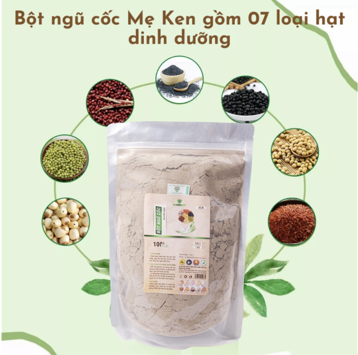 Bột ngũ cốc siêu sạch bổ dưỡng MẸ KEN 1KÝ - Tặng kèm miếng lót ly BỘT NGŨ CỐC DINH DƯỠNG, NGŨ CỐC LỢI SỮA, TĂNG CÂN, GIẢM CÂN, BỘT NGŨ CỐC ĂN DẶM CHO BÉ