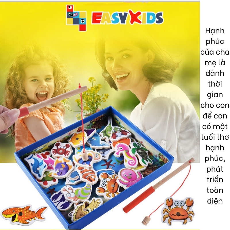 Đồ Chơi Gỗ Câu Cá Cho Bé Có Nam Châm 32 Chi Tiết Nhiều Màu Sắc Hấp Dẫn