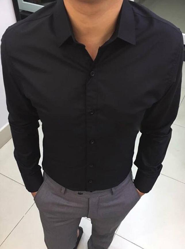 Áo Sơ Mi Nam Đen Trơn SM01