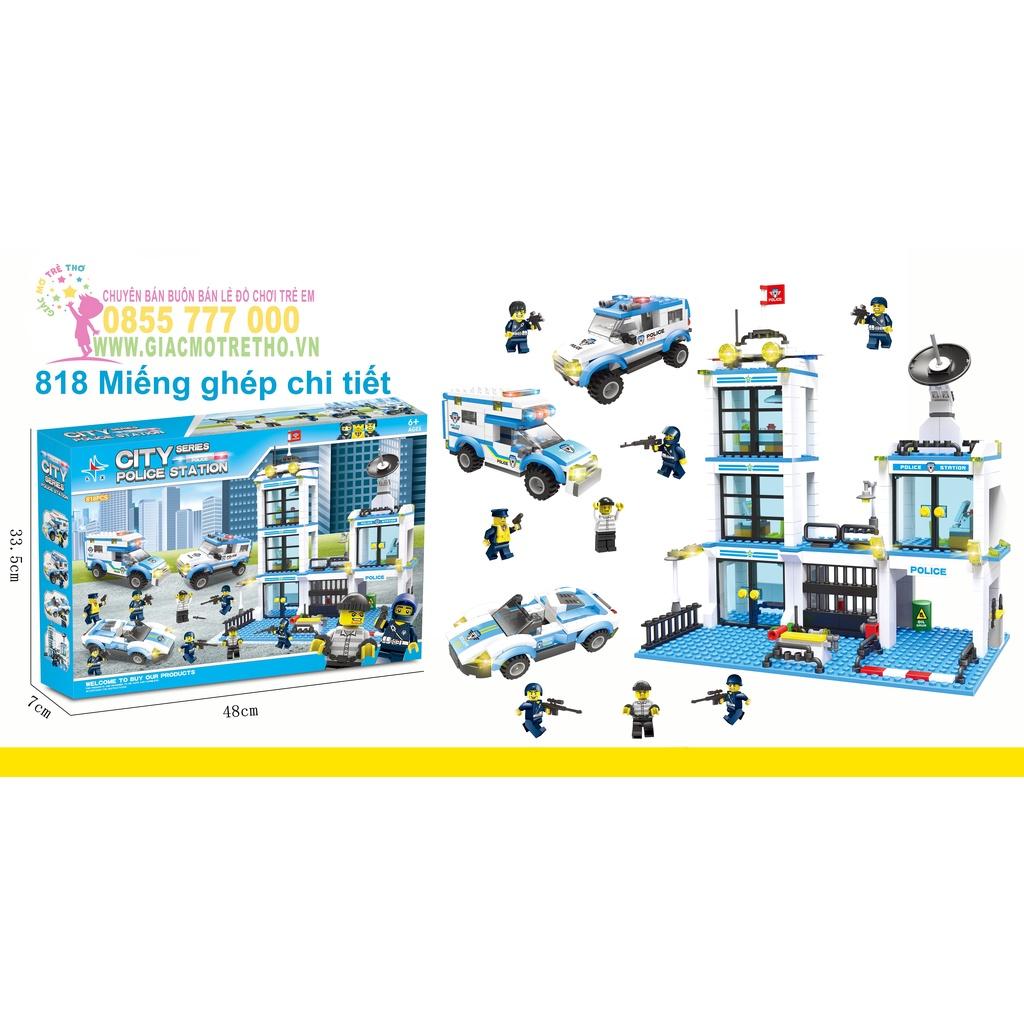 Lắp Ráp, Ghép Hình Trụ Sở Cảnh Sát POLICE CITY Và Các Loại Xe Cảnh Sát 818 Miếng Ghép A326