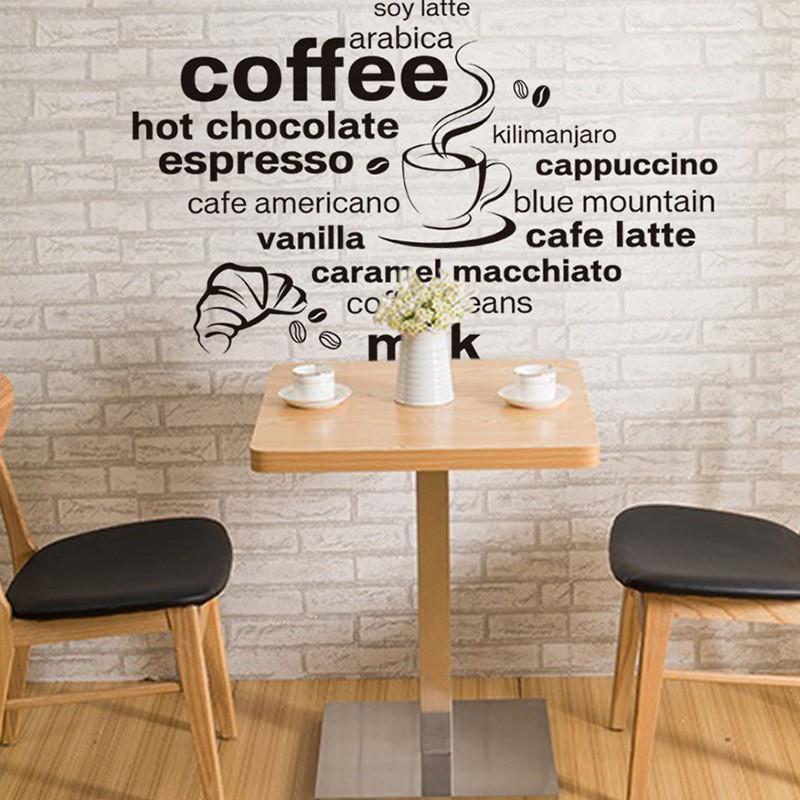 Decal dán tường trang trí chữ cafe