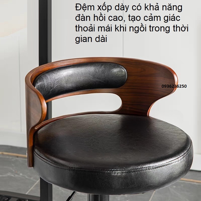 Ghế quầy bar cao cấp, tựa lưng gỗ nguyên khối, chân thép sơn tĩnh điện , ghế quầy lễ tân, ghế decor nhà bếp- CÓ ẢNH THẬT