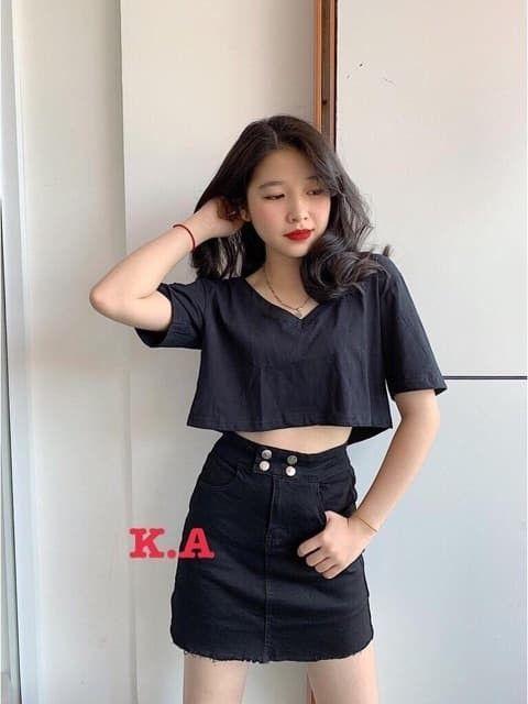 Áo Croptop Nữ Cổ Tim Trẻ Trung (kèm ảnh thật)