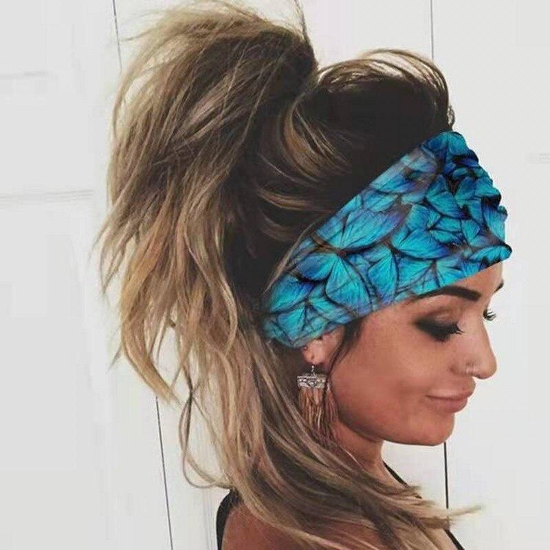Tie-dye Women Girl Headband Sport Elastic Hair Bands Summer Bohemian Hair Band Printed Headband Sports Elastic Yoga Bandana Band