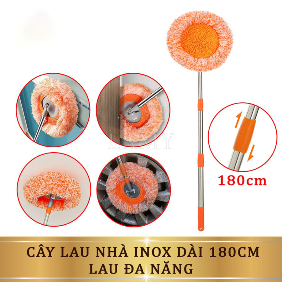 Cây Lau Nhà Hình Hoa Hướng Dương Đa Năng . Chổi Lau Trần Nhà, Chổi Quét Trần Nhà  Xoay 180 Độ Cán Inox