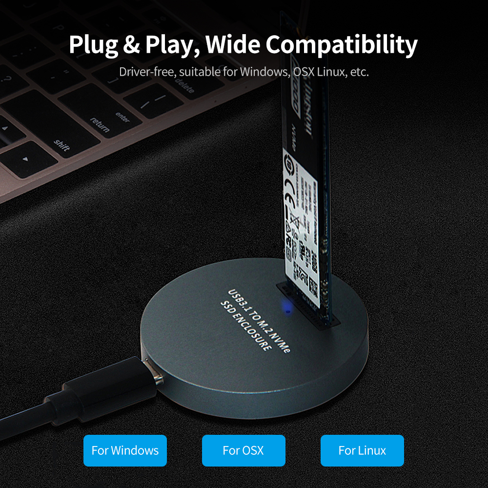 Bộ Chuyển Đổi LM-914 Vỏ Bọc Ổ Cứng SSD Từ USB 3.1 Loại C Sang PCI-E M.2 NVMe Dành Cho Windows OSX Linux
