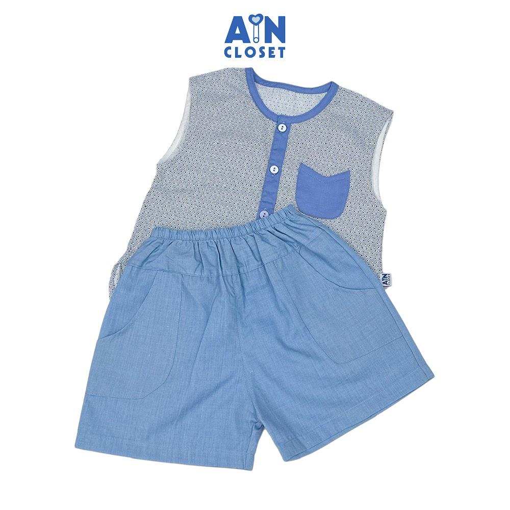 Bộ quần áo Ngắn bé trai hoạ tiết Nhí Xanh Dương Cotton - AICDBT4FYZ0R - AIN Closet