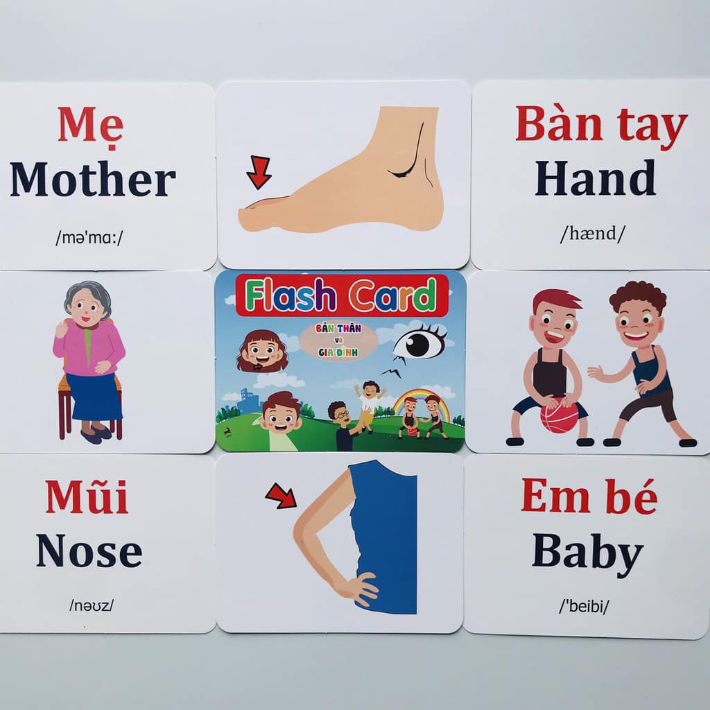 Thẻ Học Thông Minh Cho Bé, Bộ Thẻ Flashcard 19 Chủ Đề Với 256 Thẻ Khổ Lớn, Thẻ Học Song Ngữ Anh - Việt