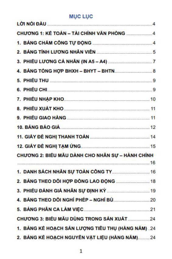 Sách - 36 Biểu Mẫu Excel Dành Cho Văn Phòng