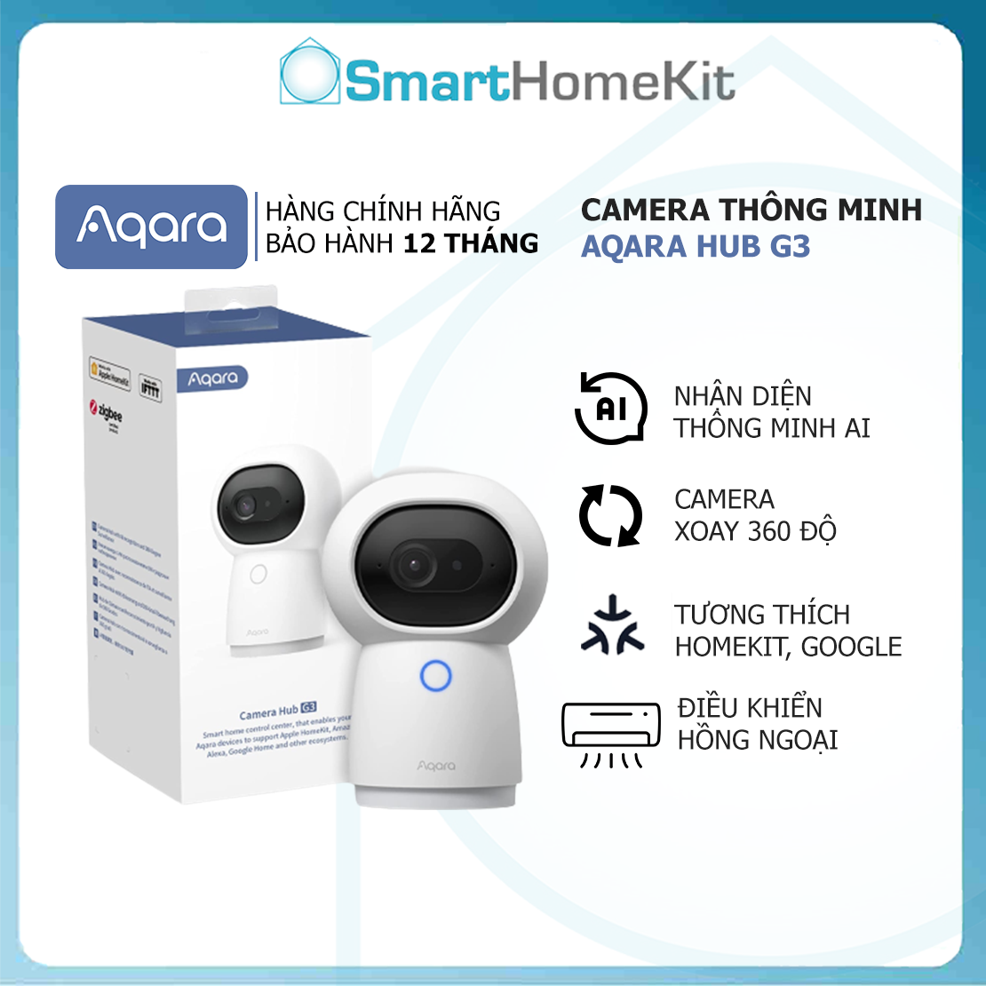 Quốc Tế Camera thông minh Aqara G3 CH-H03 Indoor 2K AI Tracking - Hàng Chính Hãng
