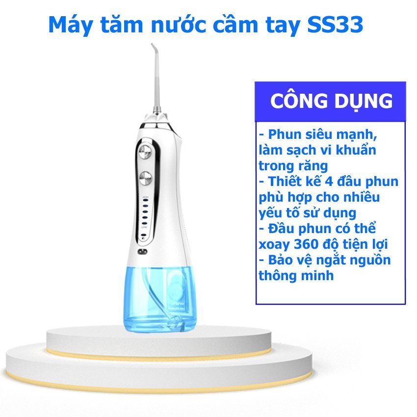 Máy tăm nước du lịch cầm tay Enpis SS33 Pro cao cấp chống nước với 5 chế độ chăm sóc răng miệng-Hàng Chính Hãng