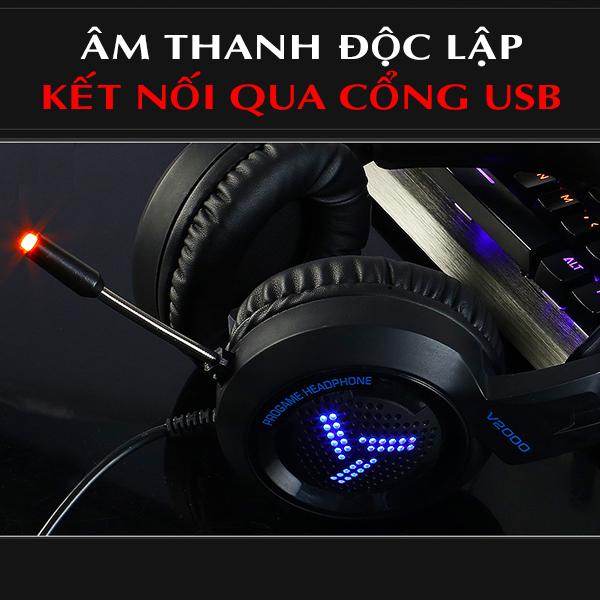 Tai nghe chụp tai/tai nghe chơi game/tai nghe gaming v2000 đèn LED bar bass,Hỗ trợ nghe hơi thở và bước chân kẻ địch,máy tính bàn và máy tính bảng,tai nghe chuyên dùng cho game thủ BattleGrounds,Crossfire