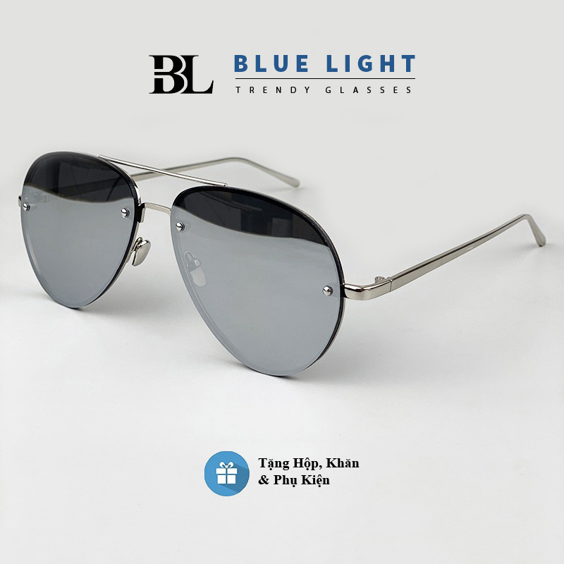Kính Râm, Kính Mát Nam Nữ Mắt Phi Công Tráng Gương Gọng Khoan Hàn Quốc - Blue Light Shop - Full Đen