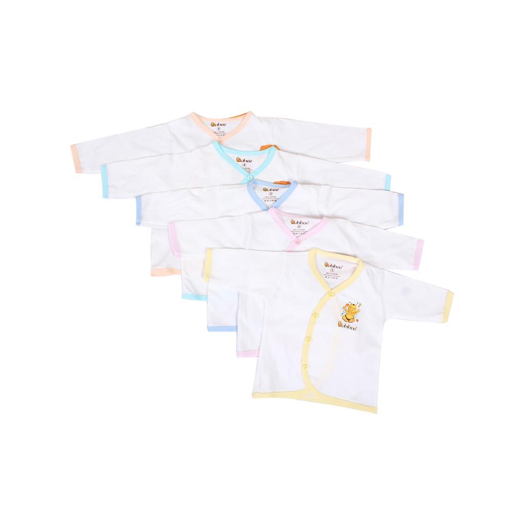 Set 5 áo sơ sinh cổ tim cài lệch tay dài