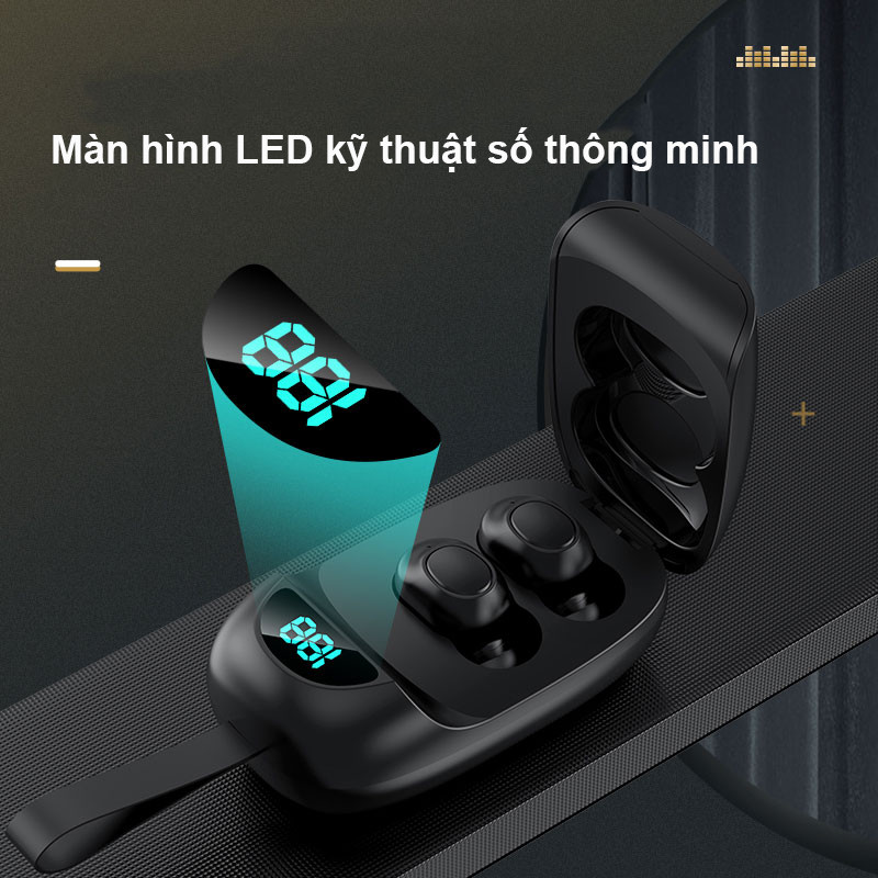 Tai nghe âm thanh nổi Bluetooth V5.0 Tai nghe không dây Tai nghe nhét tai mới không thấm nước có màn hình LED TWS PKCB - Hàng Chính Hãng