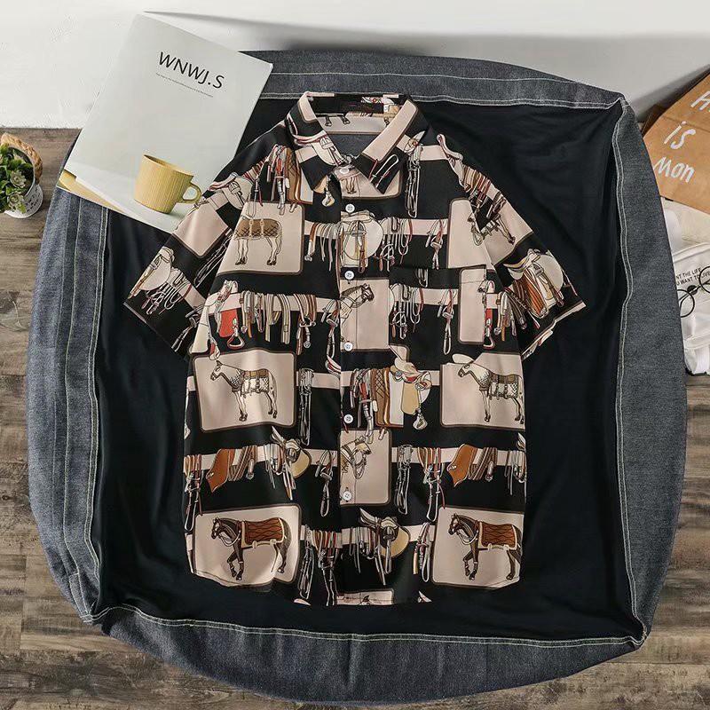 Áo Sơ Mi Ngắn Tay In Họa Tiết Hoạt Hình Thời Trang Cho Nam