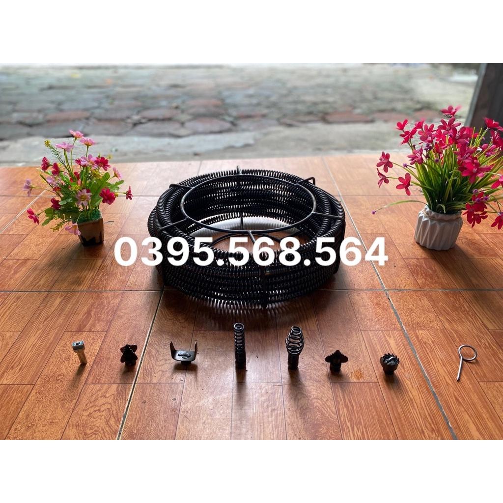 Siêu combo dây thông cống 21 M + 6 đầu thông + kết nối máy khoan