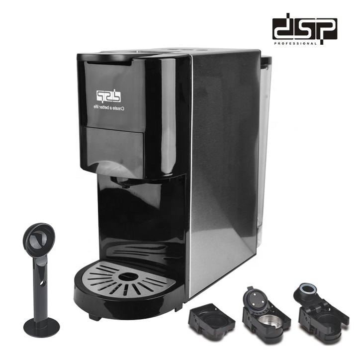 Máy pha cà phê 3 trong 1 thương hiệu DSP KA3046 thiết kế 3 adapter dùng cho cafe viên nén và cafe xay sẵn, áp suất lên đến 19 bar- Hàng chính hãng