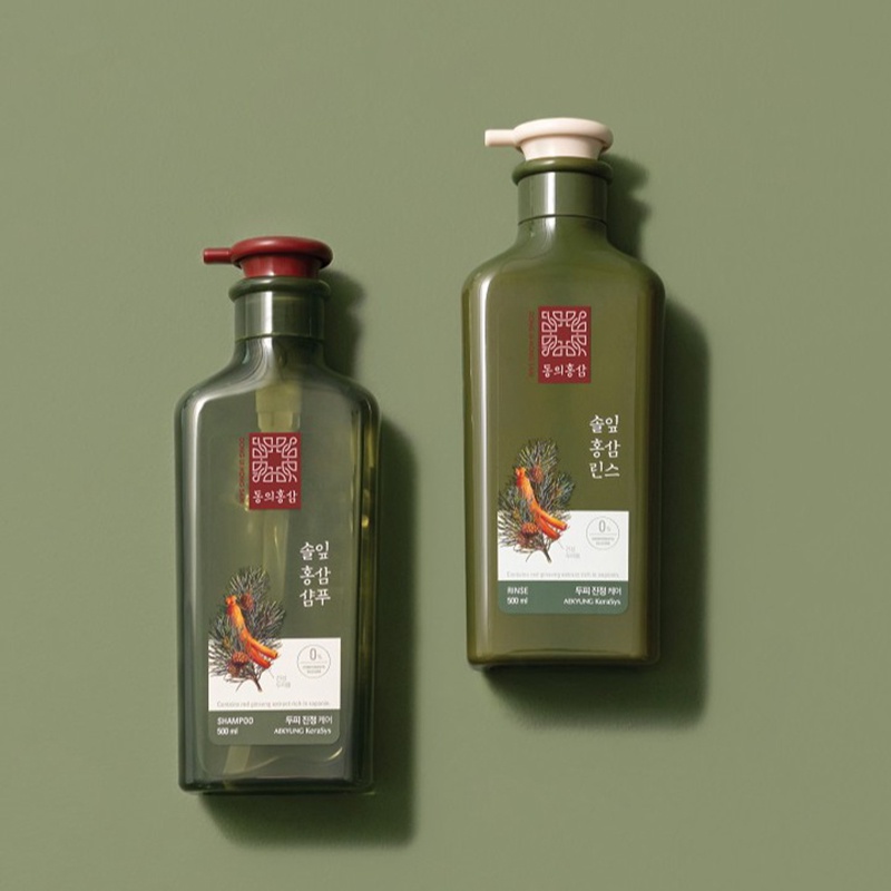 Dầu Gội Xả Ngăn Ngừa Rụng Tóc Dành Cho Da Đầu Khô Kerasys Pine Needle Hồng Sâm Lá Thông 500ml tặng móc khóa