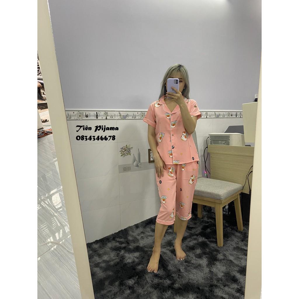 Bộ Pijama Lụa , Bộ Mặc Nhà Lụa Cộc Tay Cao Cấp Hàng Thiết Kế Có Size, Chất Lụa Mịn Mát