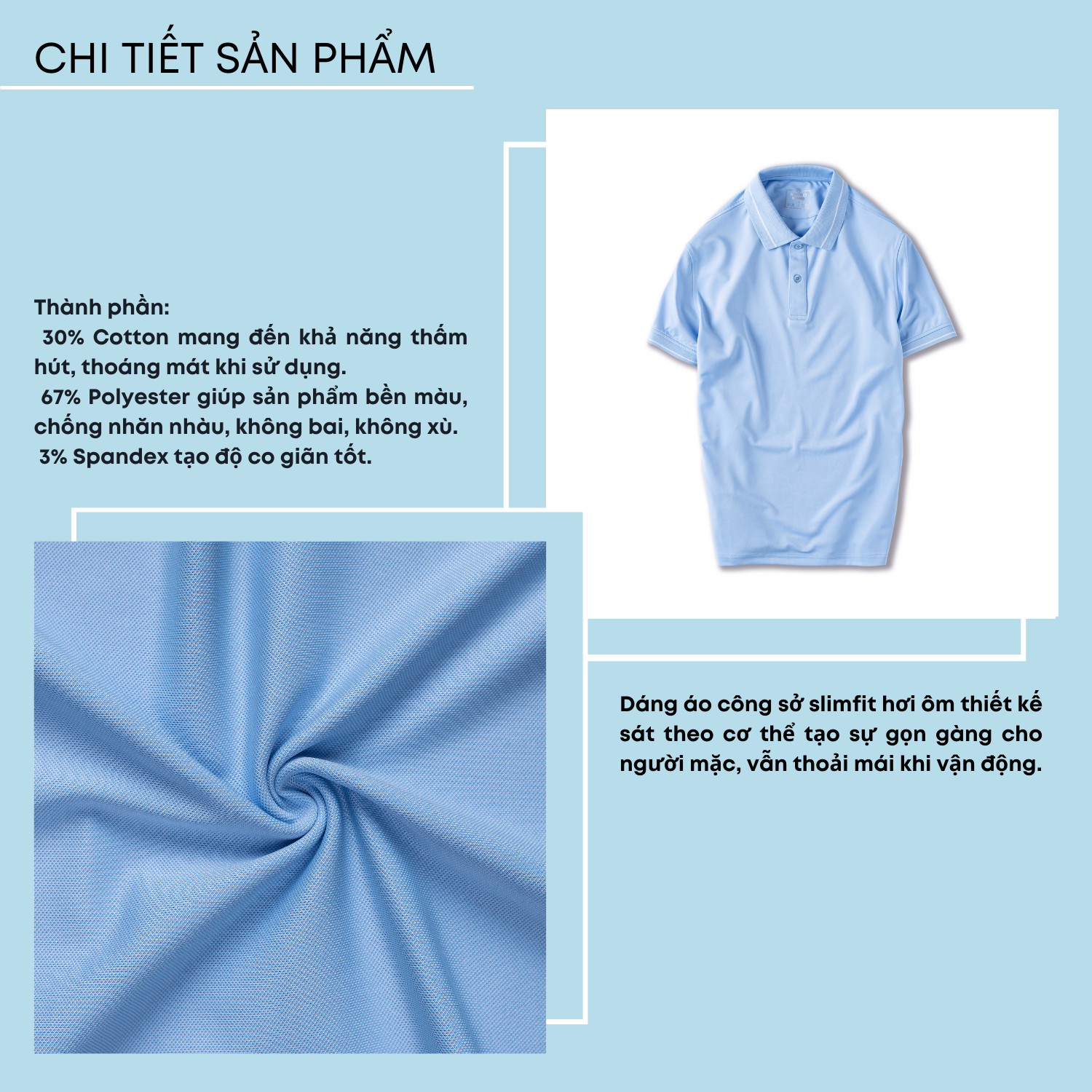Áo polo nam màu xanh biển phối viền ADINO vải polyester cotton mềm mịn dáng slimfit công sở trẻ trung AP95