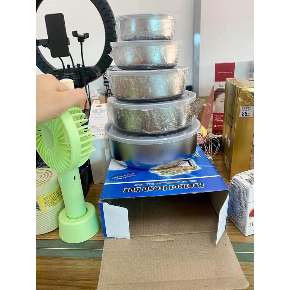 Bộ 5 bát inox có nắp đậy